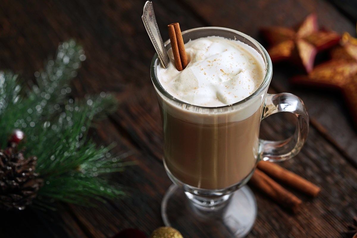 coffee with ginger spice syrup and foamy milk top