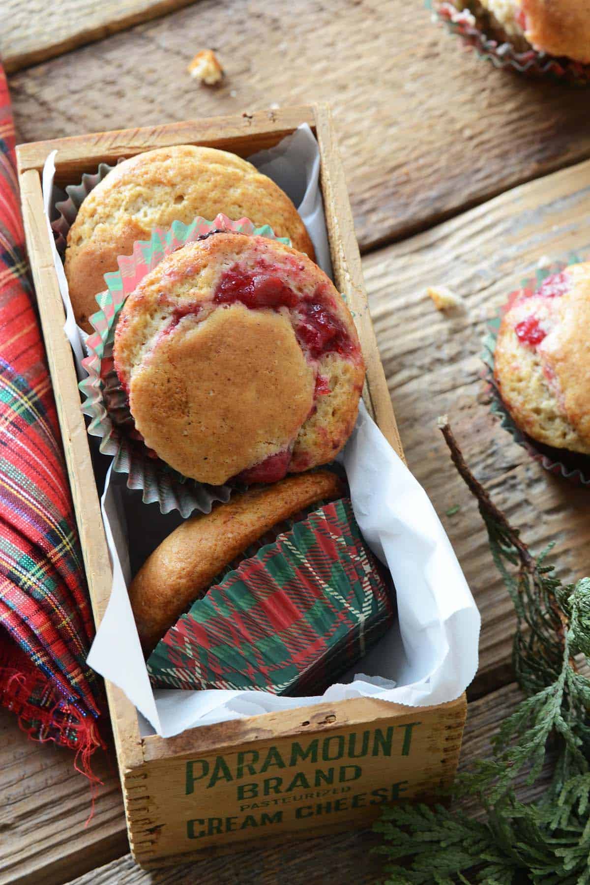 eggnog muffins with cranberry filling