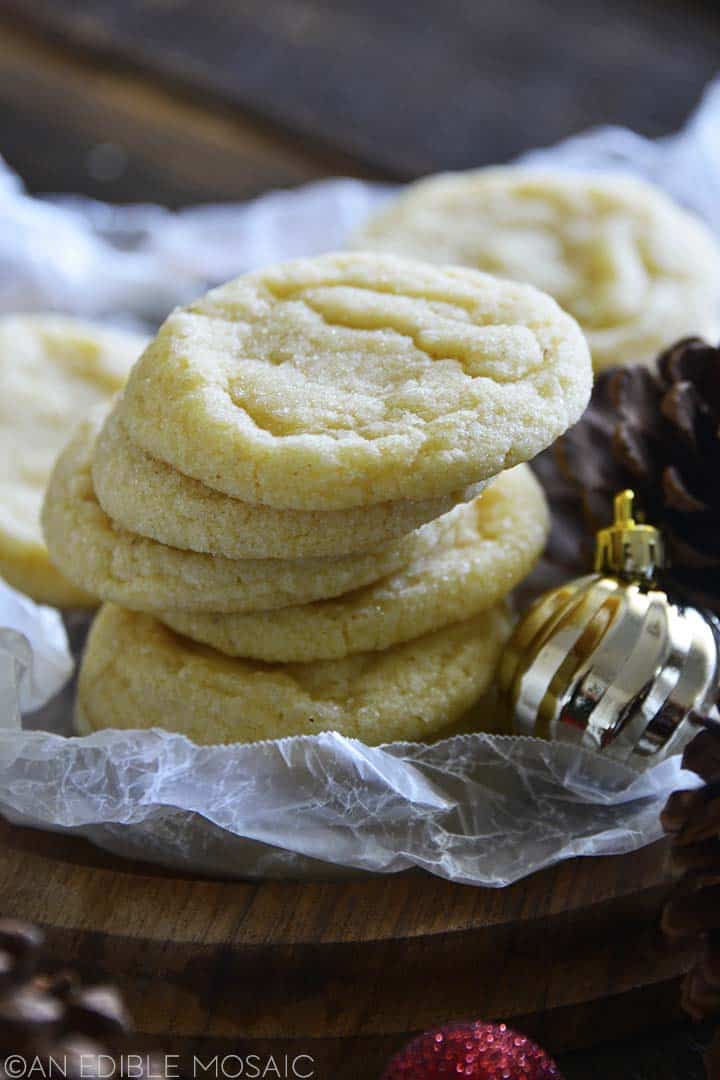 stack of chewy eggnog cookies