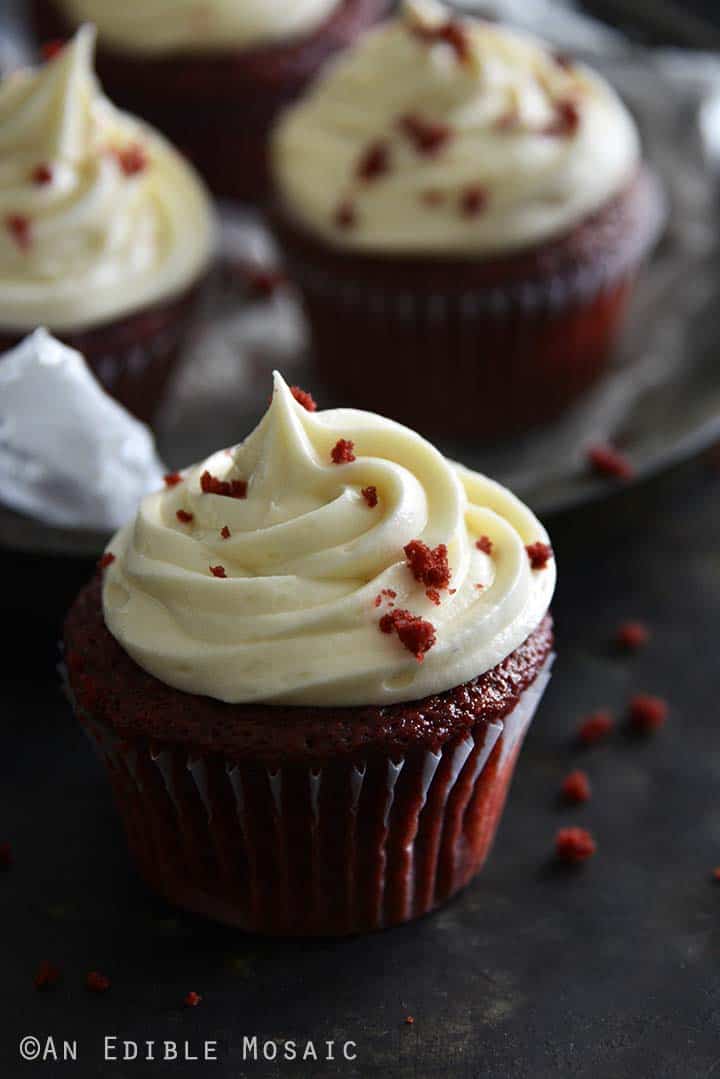 Red Velvet Cupcakes on Dark Table