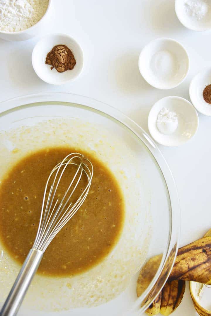 Wet Ingredients for Banana Muffins