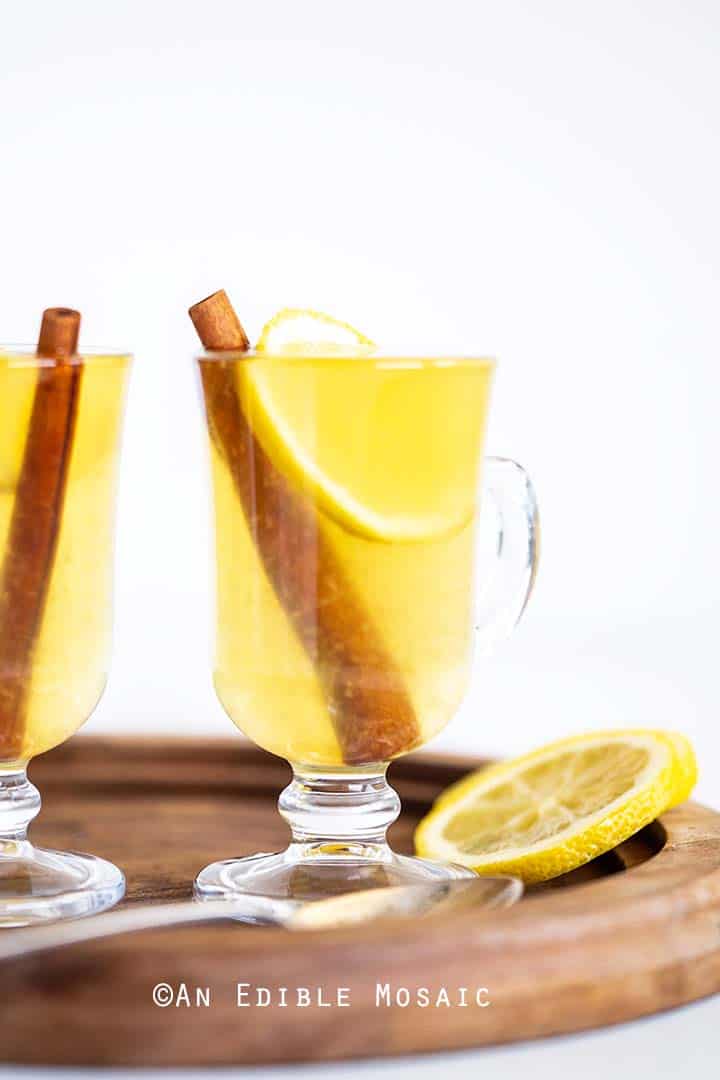 Front View of Glass Mugs of Easy Hot Toddy