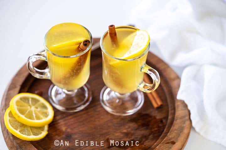 Hot Toddy Recipe on Wooden Tray