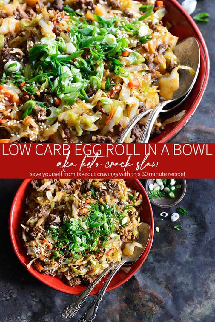 low carb egg roll in a bowl recipe pin