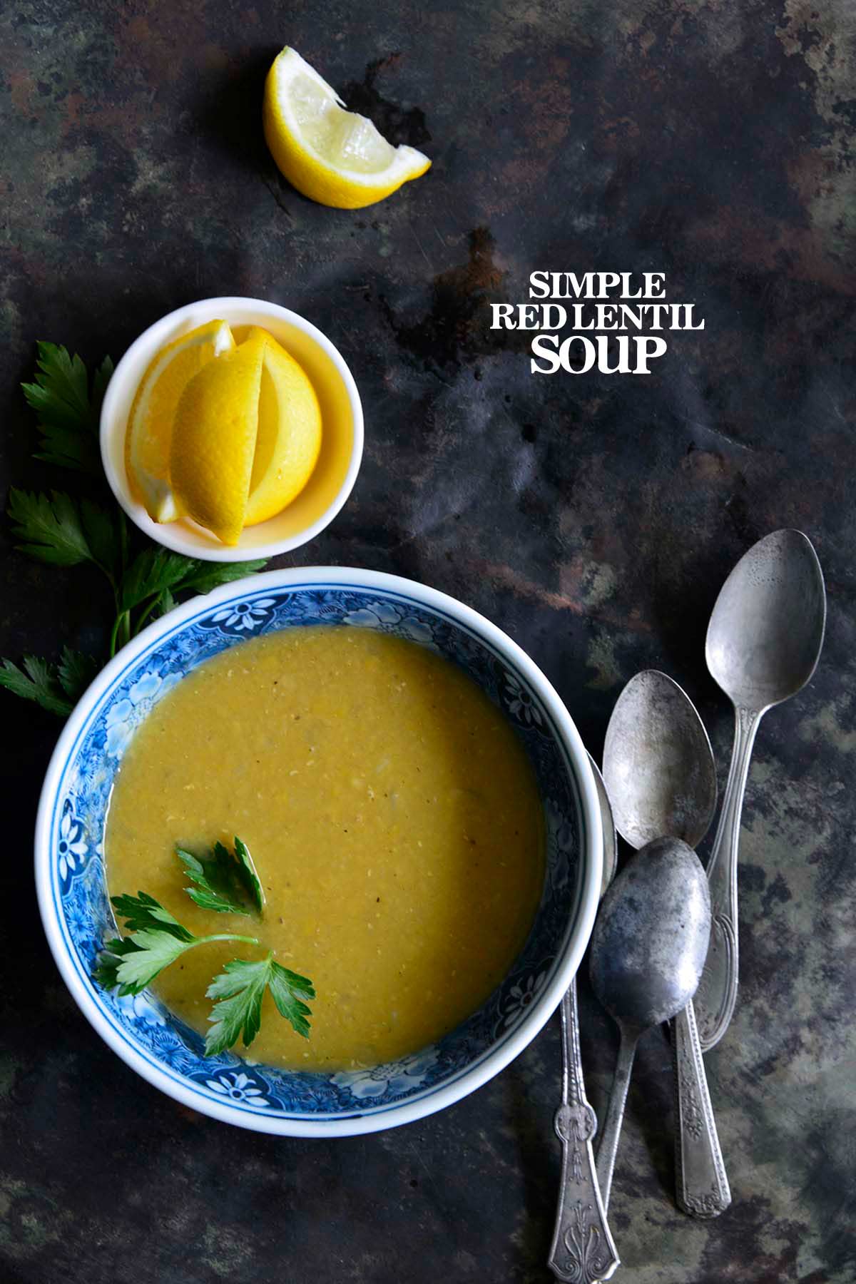 simple red lentil soup recipe pin