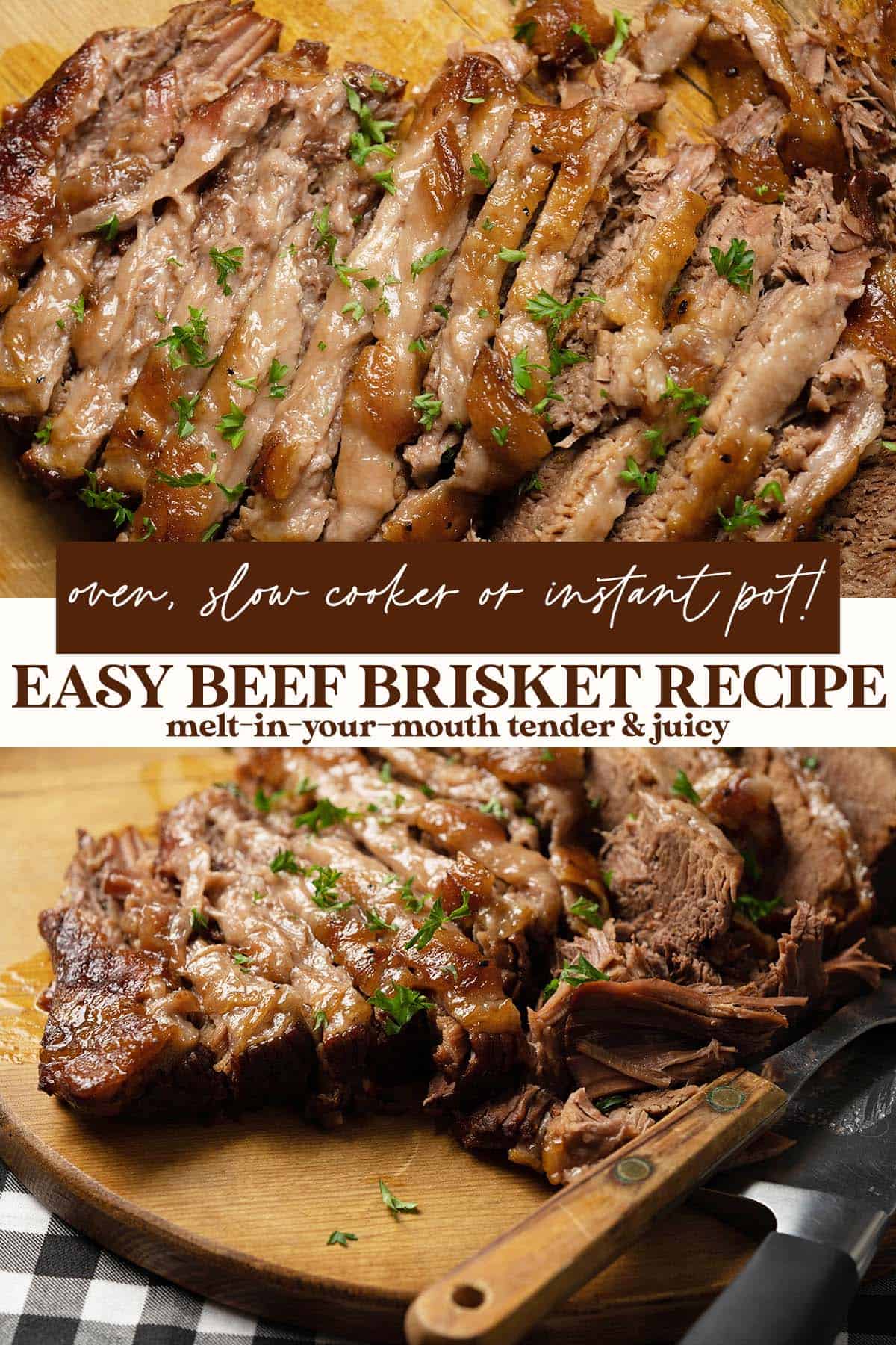 slow cooked brisket in the oven recipe pin