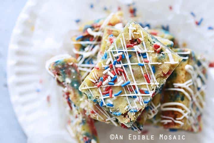 Close Up Top View of Patriotic Blondies