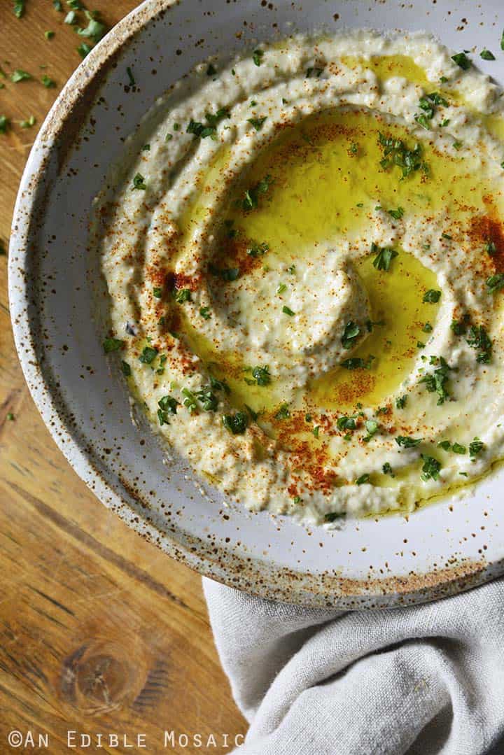 Close Up Top View of Baba Ghanouj