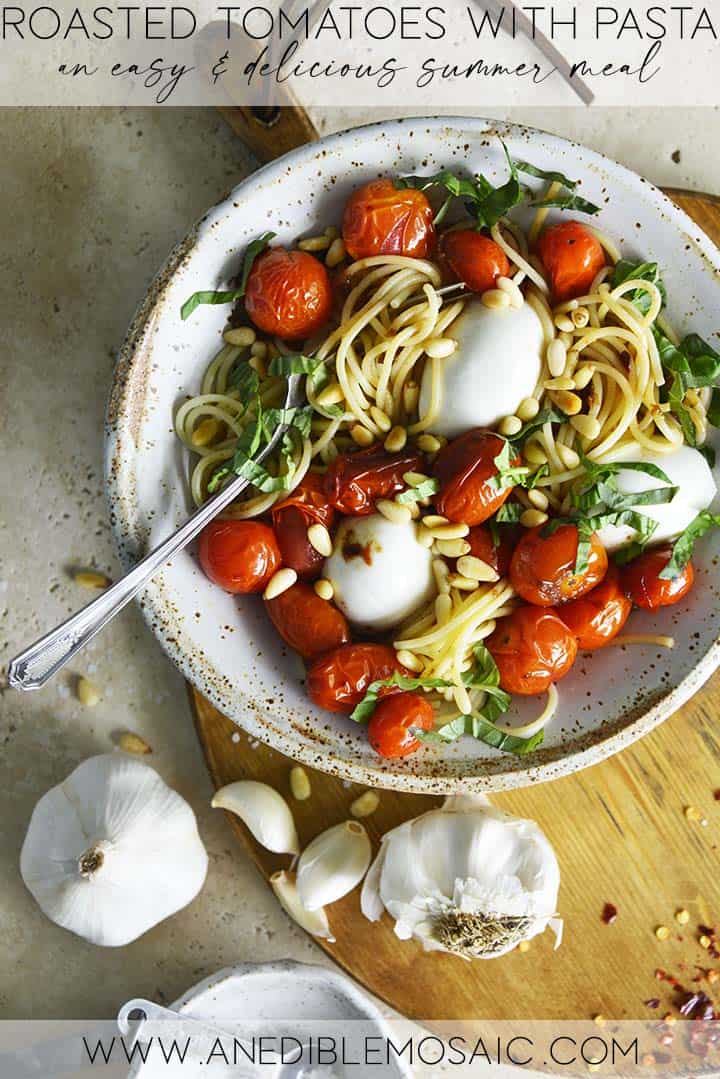 Oven Roasted Tomatoes with Pasta Graphic