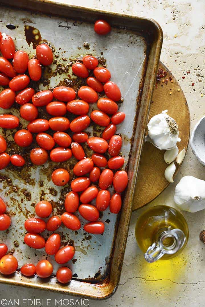 Tomatoes on Sheet Pan Ready to Roast