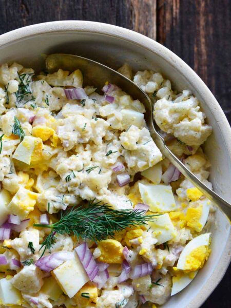 cauliflower potato salad recipe featured image
