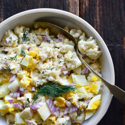 cauliflower potato salad recipe featured image