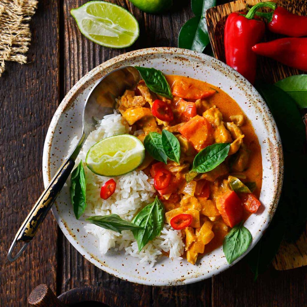 easy thai chicken panang curry recipe featured image