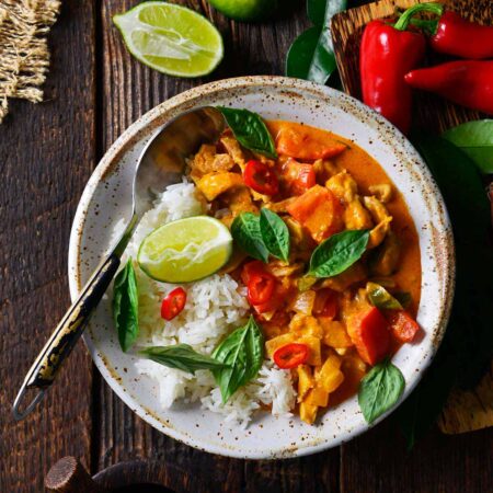easy thai chicken panang curry recipe featured image