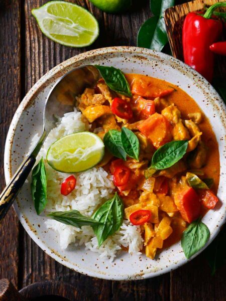 easy thai chicken panang curry recipe featured image