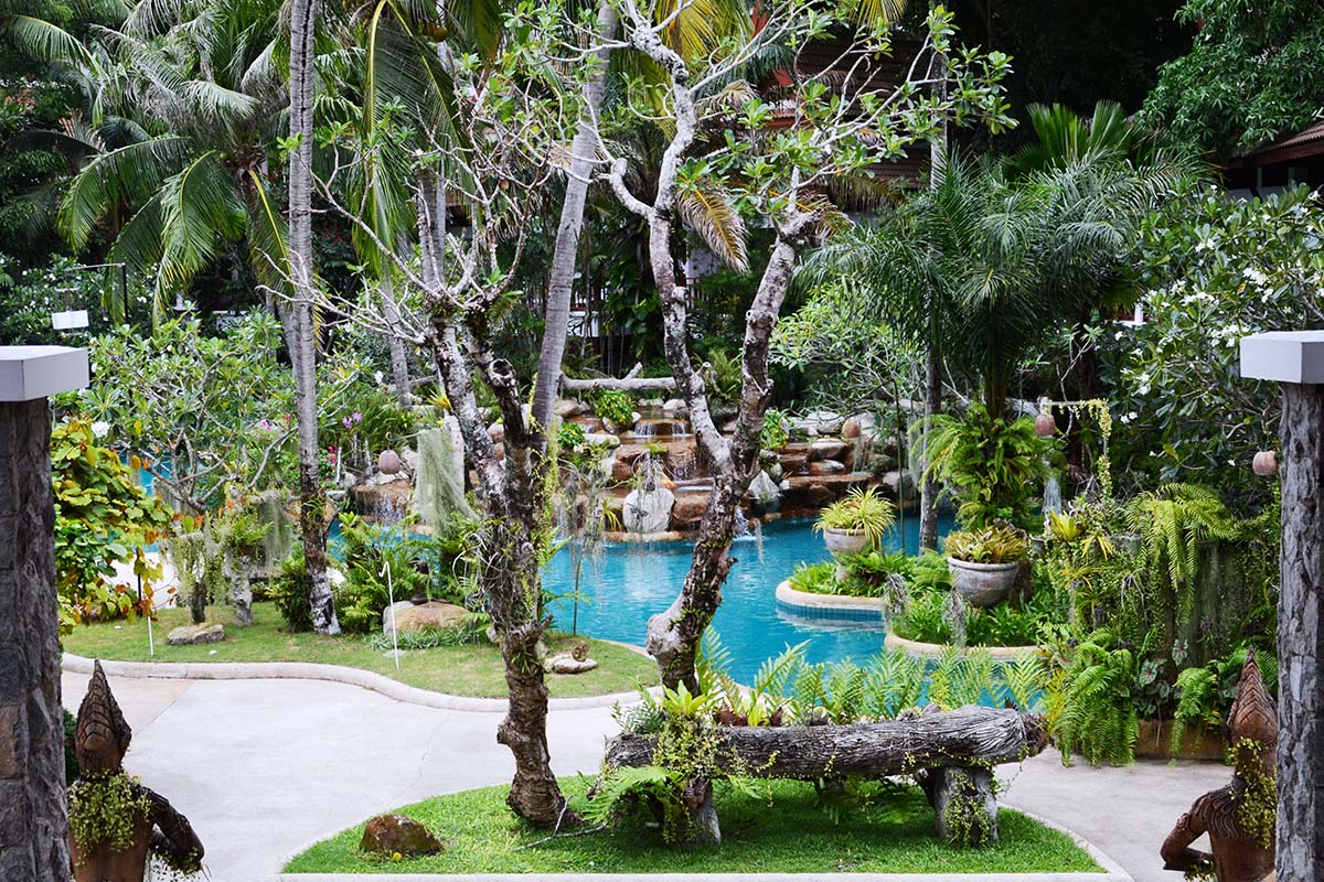 outdoor garden pool at Thai hotel