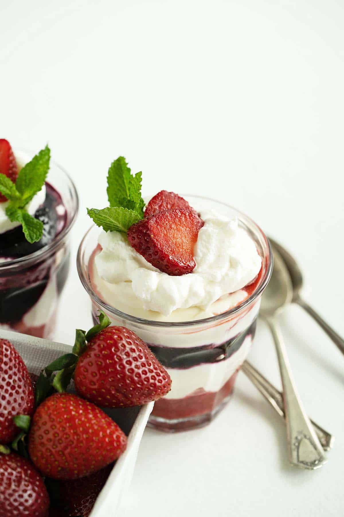 summer berry parfaits with fresh strawberries