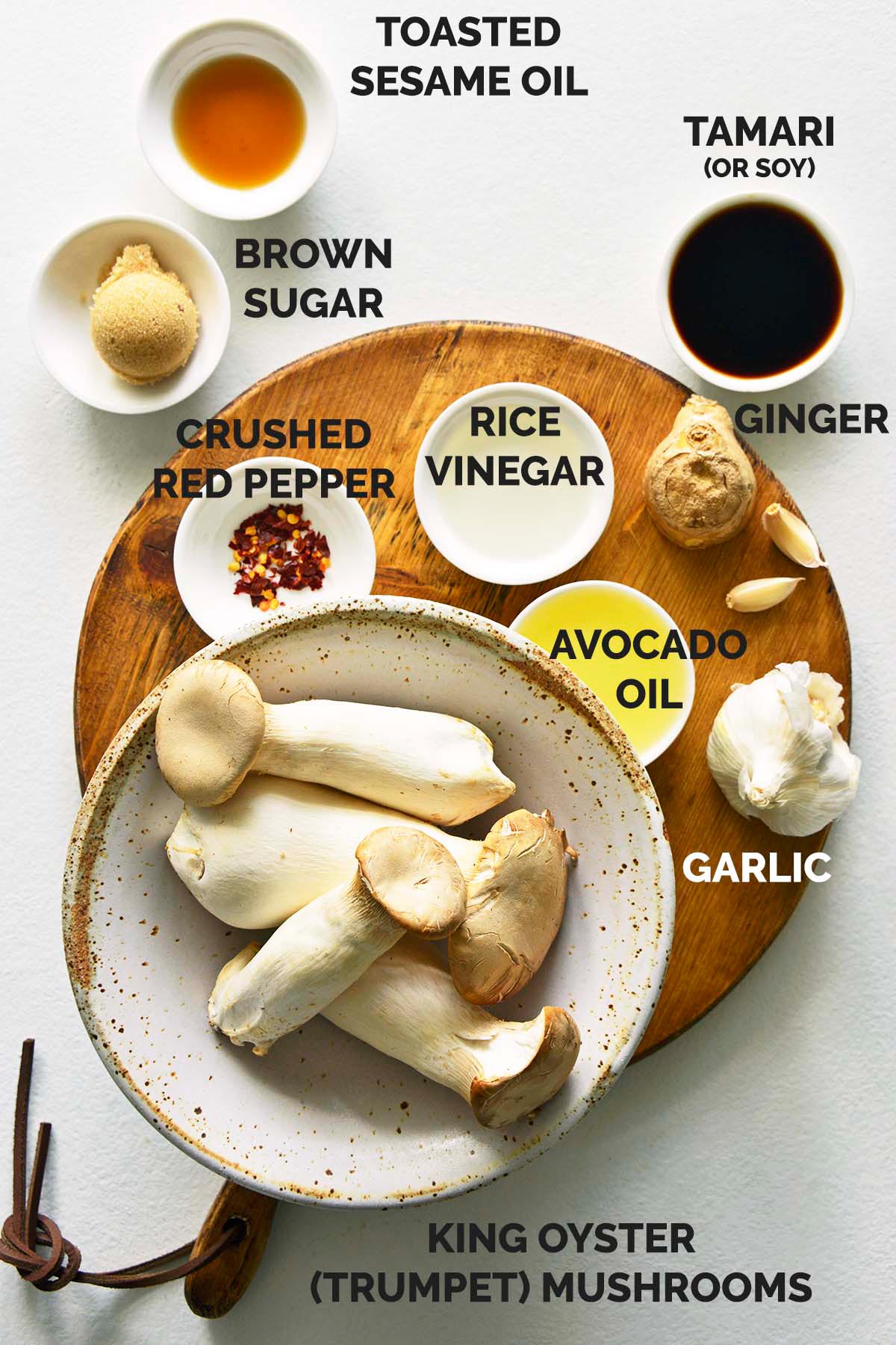 glazed king oyster trumpet mushrooms recipe ingredients