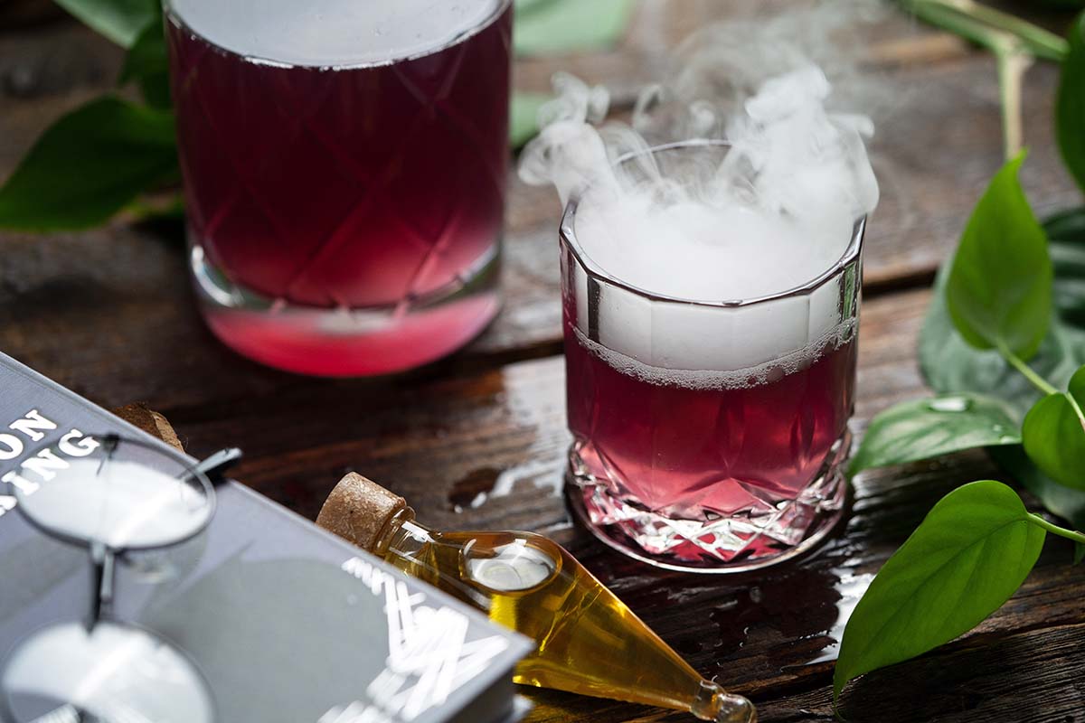 smoking color changing real polyjuice potion recipe in crystal glass