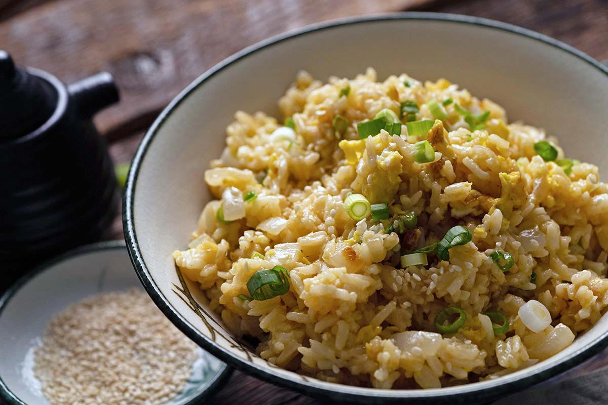 yakimeshi in bowl made with leftover rice