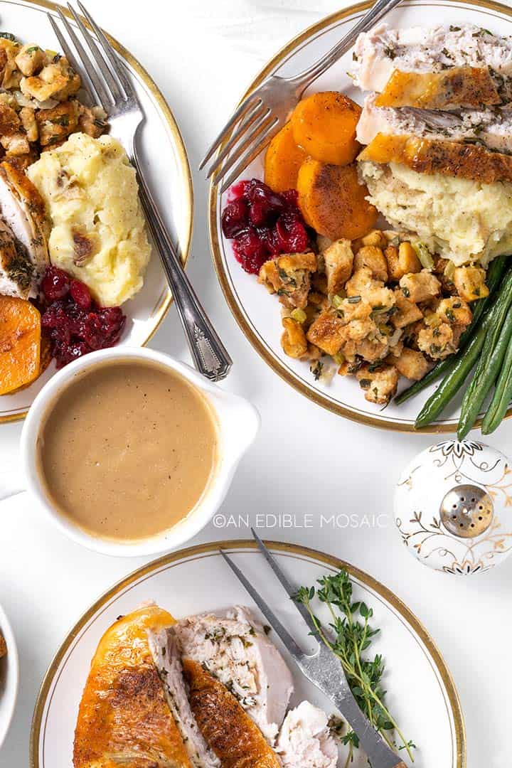 easy turkey dinner on plates