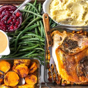 small thanksgiving sheet pan dinner for 4 featured image