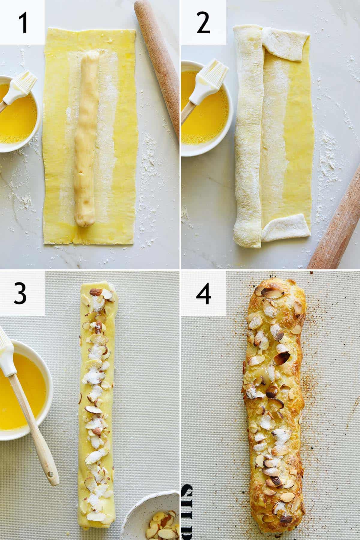 how to make dutch banketstaaf with puff pastry and marzipan