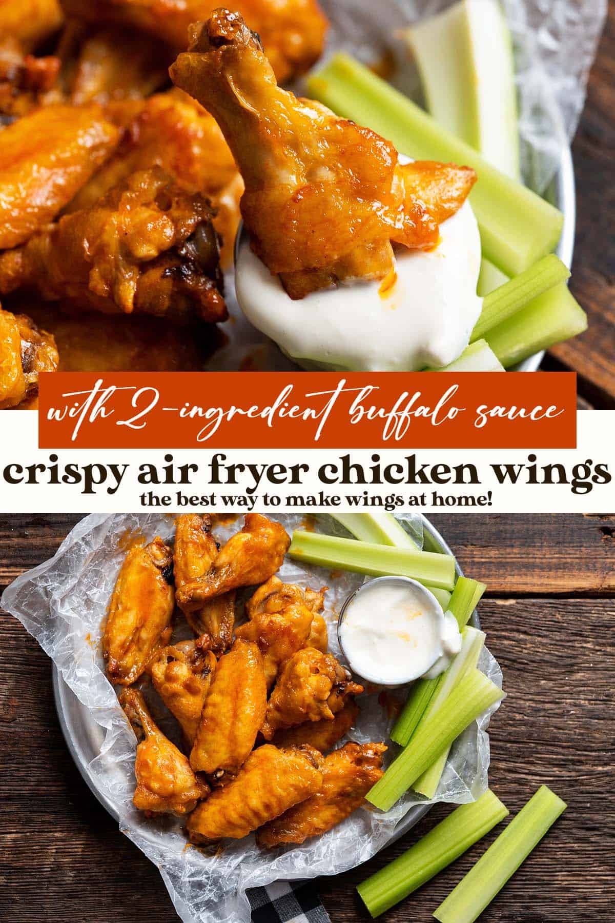 air fryer chicken wings recipe pin