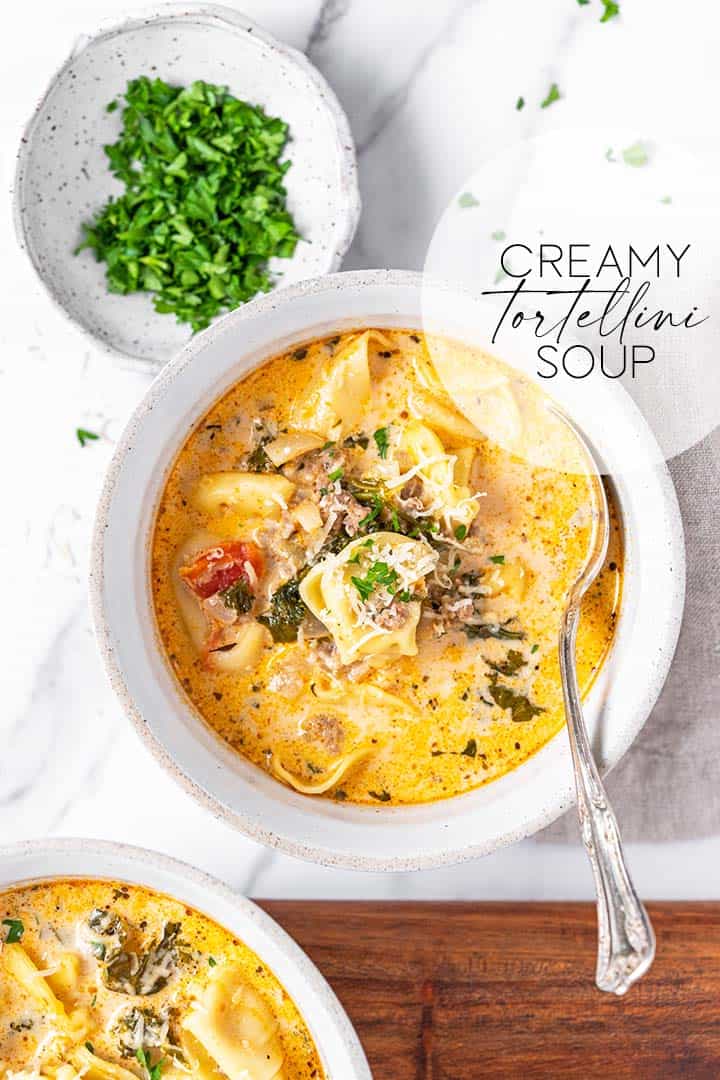 creamy tortellini soup graphic