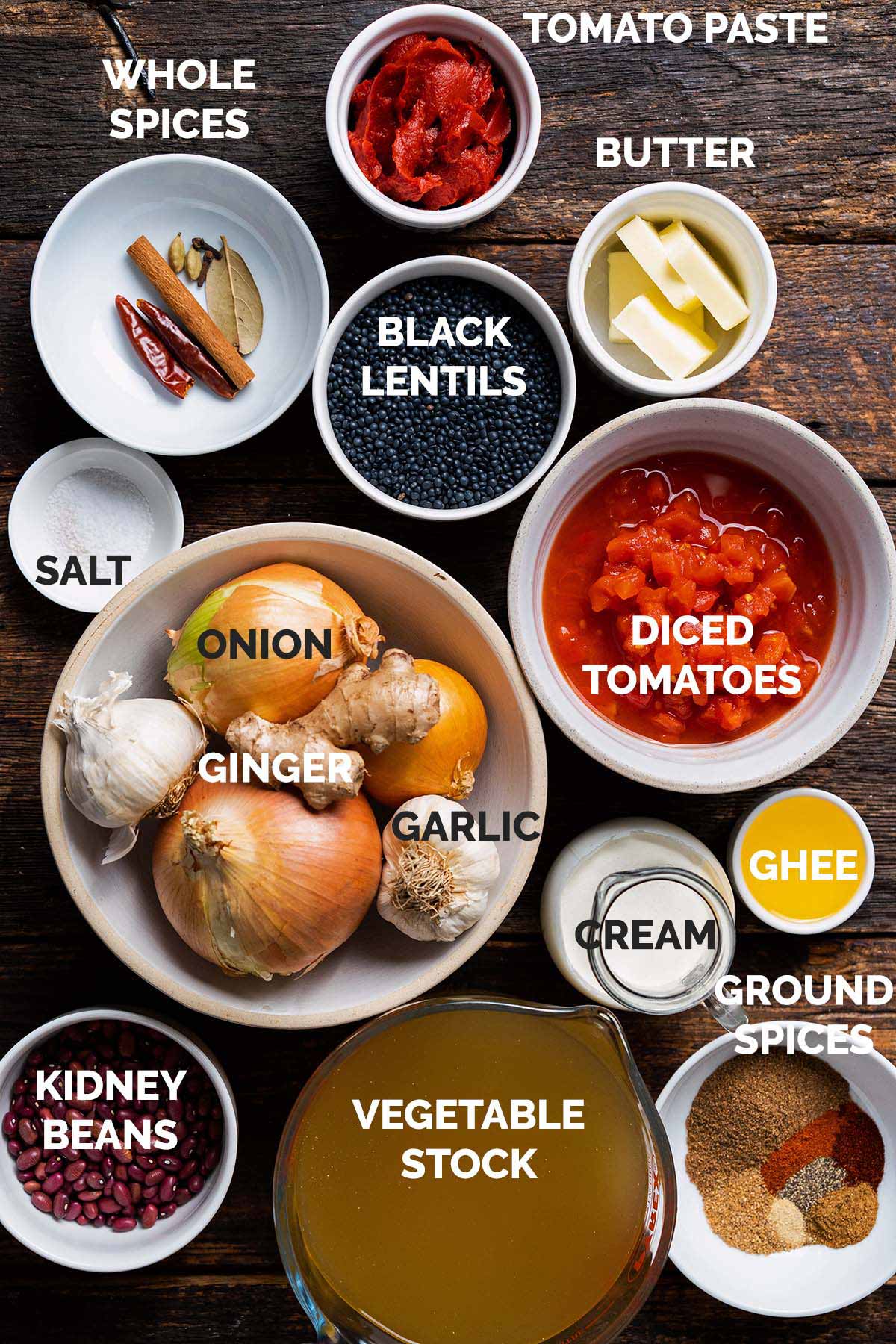 authentic dal makhani ingredients