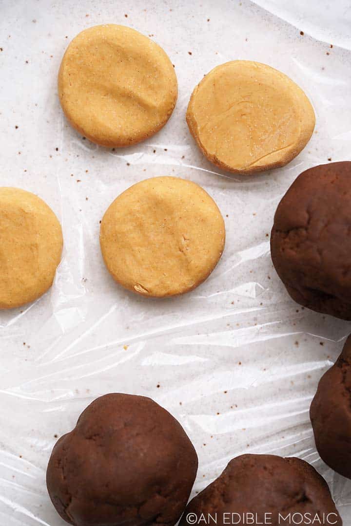 chocolate cookie dough balls and peanut butter filling