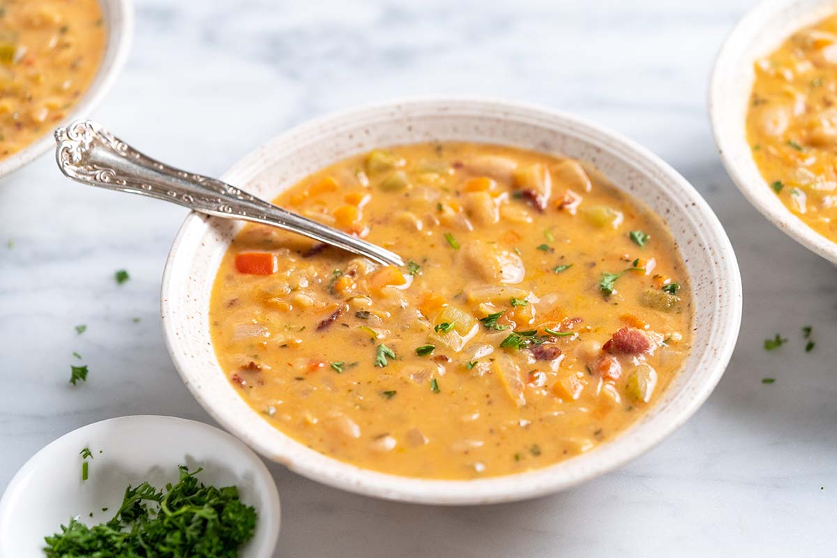 healthy comfort food white bean soup with bacon