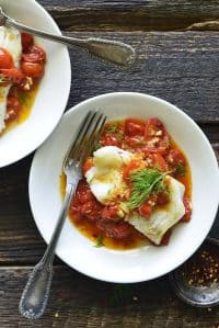 pan seared cod with tomato recipe featured image