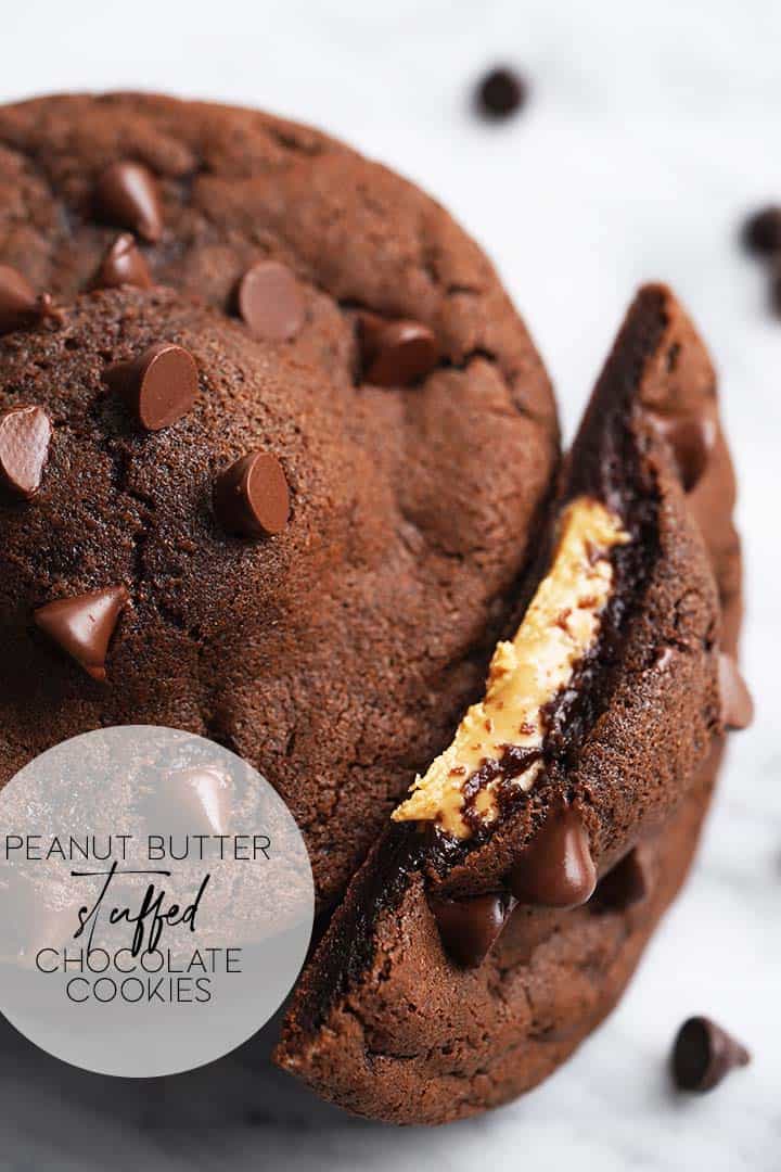 peanut butter stuffed chocolate cookies graphic