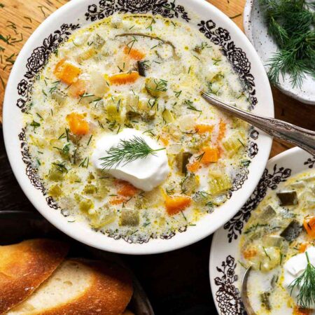 polish dill pickle soup recipe featured image