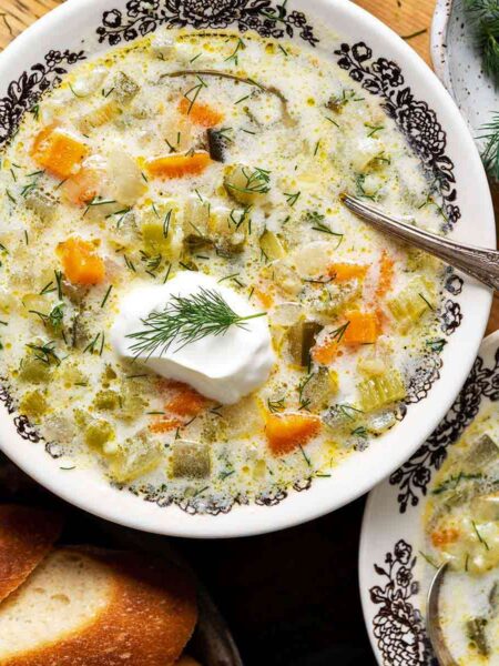 polish dill pickle soup recipe featured image