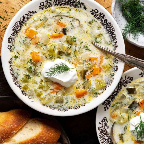 polish dill pickle soup recipe featured image