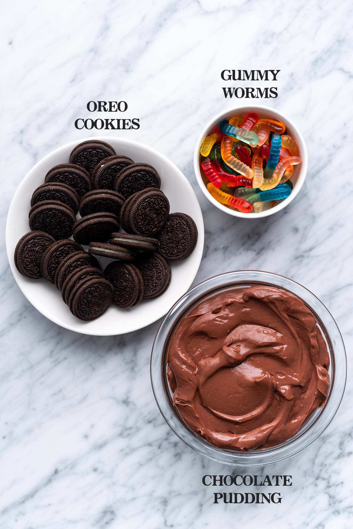 no bake worms in dirt dessert cups ingredients