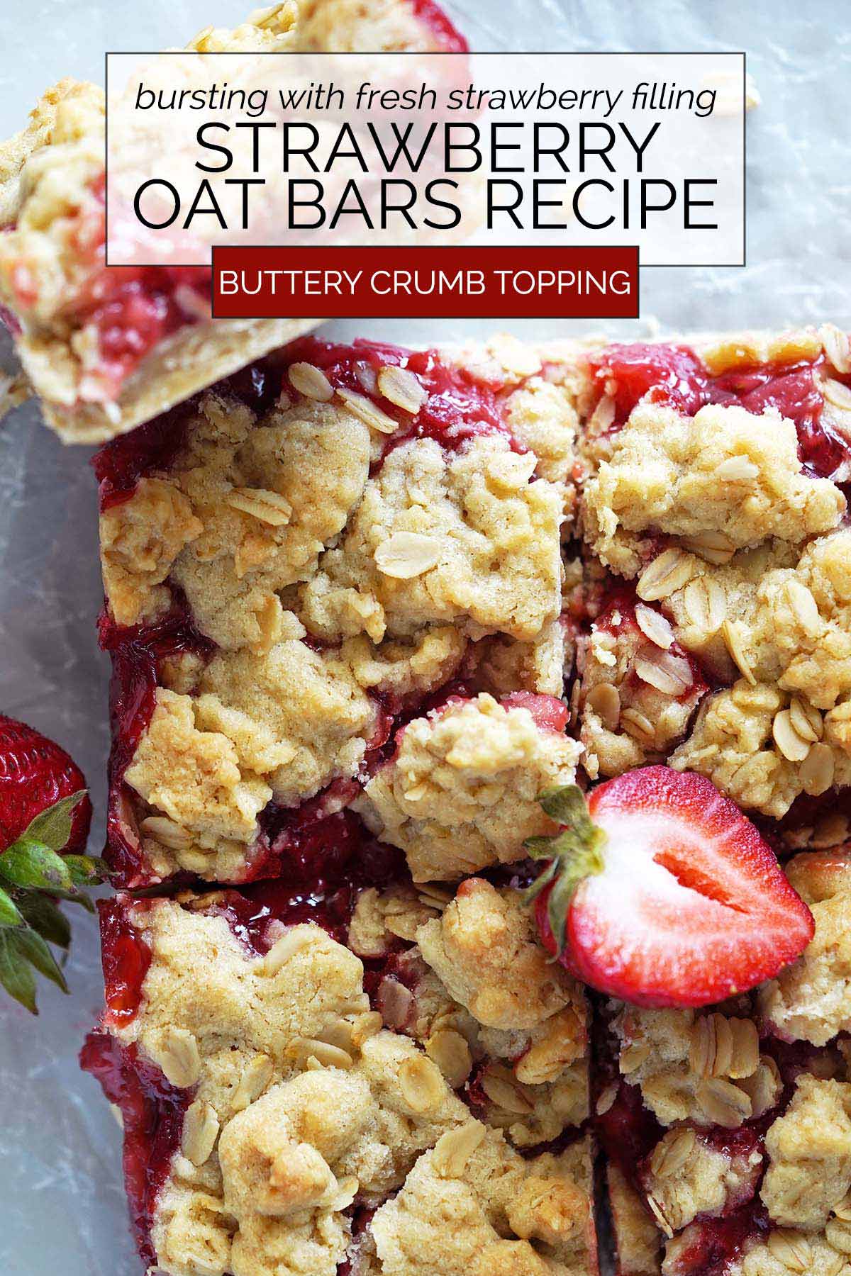 strawberry oat bars recipe pin