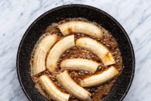 caramelizing bananas in skillet