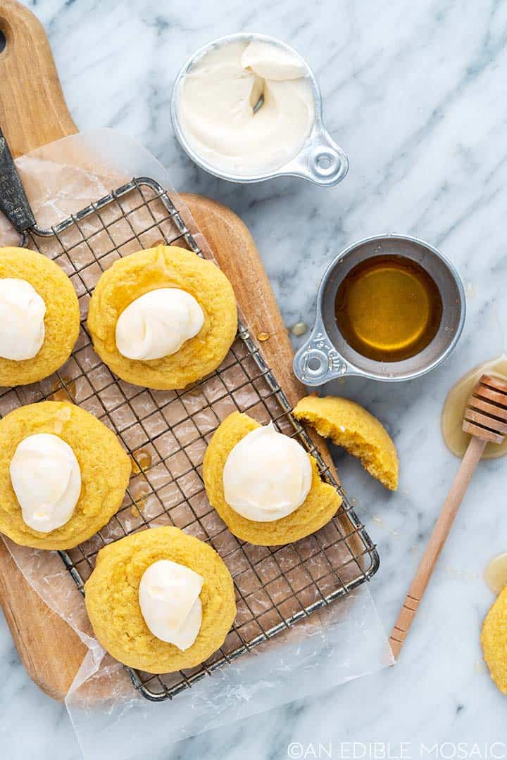 cornbread cookies with honey buttercream