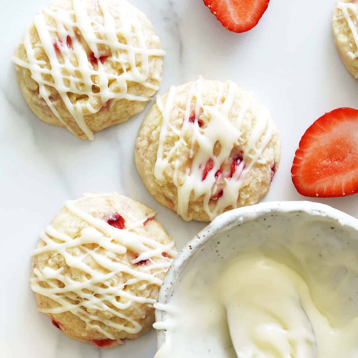 strawberry cookies recipe featured image