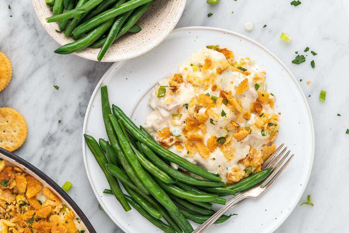 chicken casserole dinner with green beans