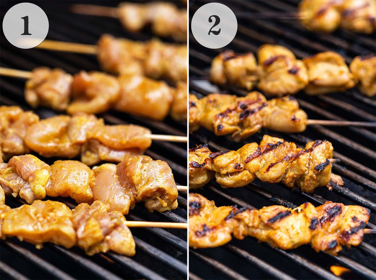 how to grill chicken satay skewers
