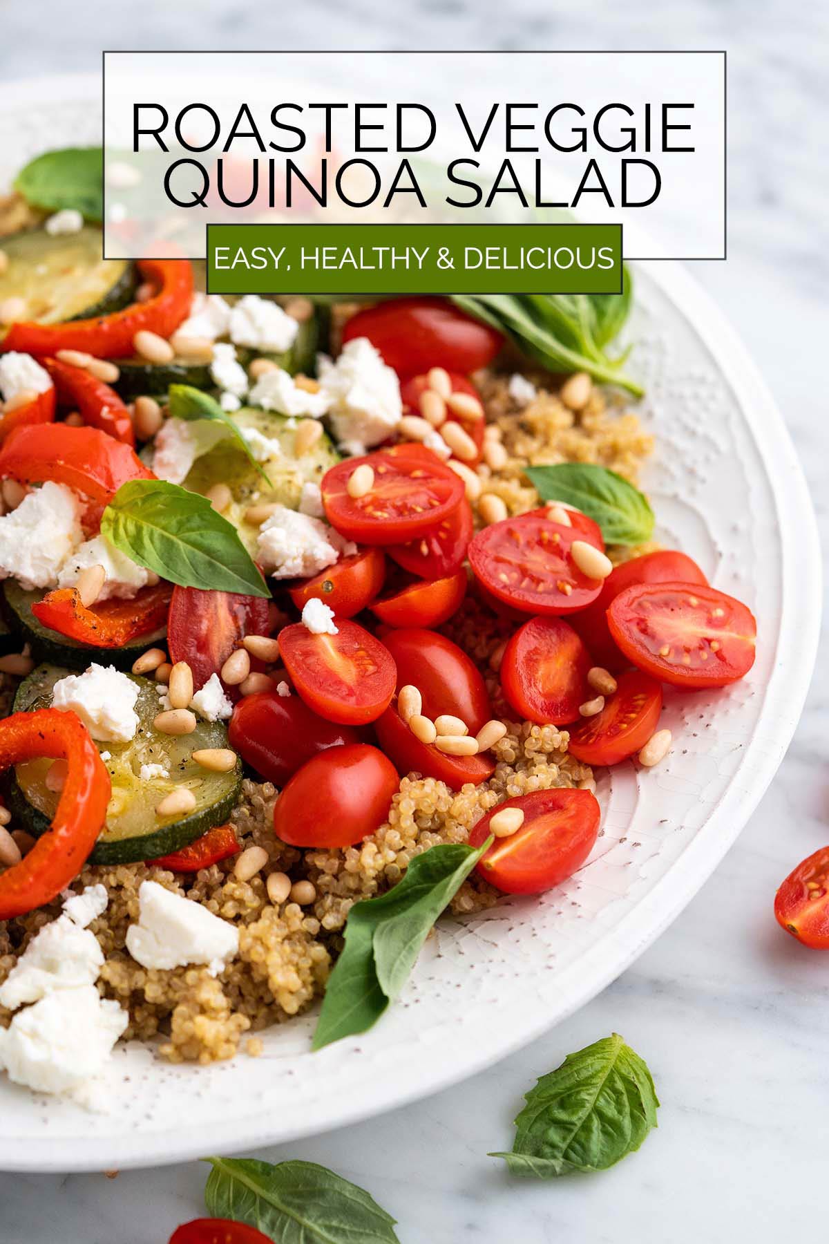roasted vegetable quinoa salad recipe with feta pin