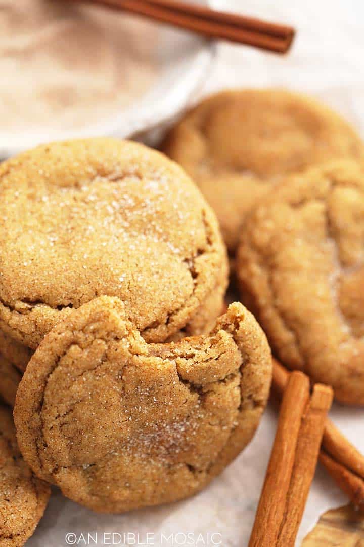stack of soft apple cookies with bitten cookie