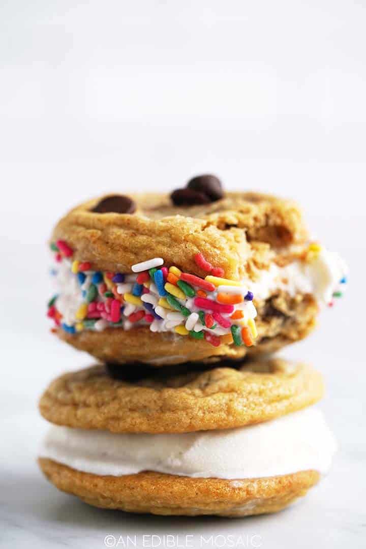 stack of two cookie ice cream sandwiches