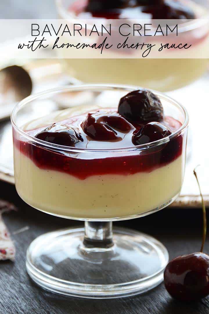 bavarian cream with cherry sauce graphic