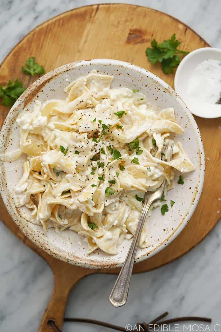 egg noodles with cottage cheese