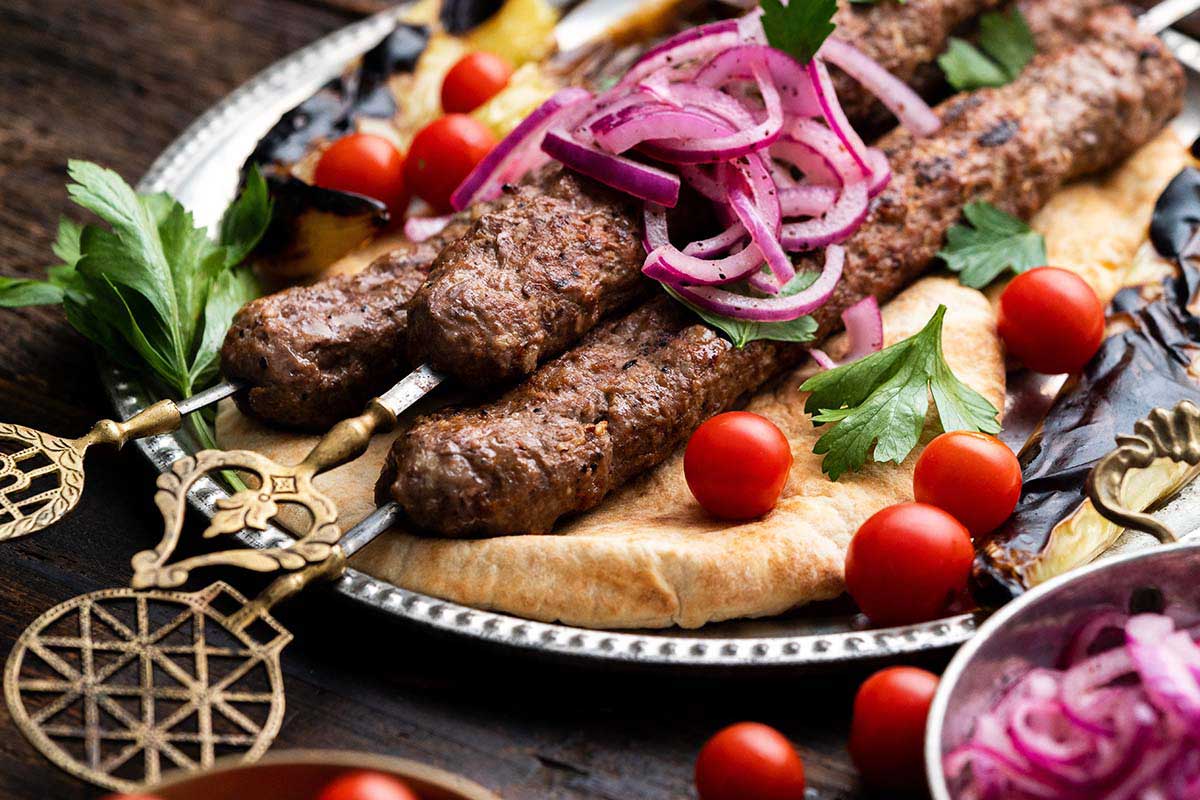 grilled skewered ground lamb kebabs Turkish style